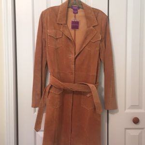 NEW Suzanne Somers suede 3/4 leather coat